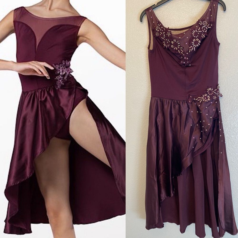 WEISSMAN Dance burgundy purple Costume dress Chasing Cars 13094 solo MA adult